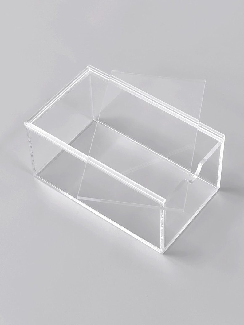 A clear, rectangular, and flat-lidded container made of plastic.