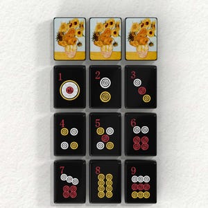 The image is a collage of nine tiles, each depicting a different number and a flower arrangement. The tiles are arranged in a grid format, with three tiles on the top row, three on the middle row, and three on the bottom row. The numbers 1 through 9 are displayed on each tile, and the flower arrangements vary in color and style.