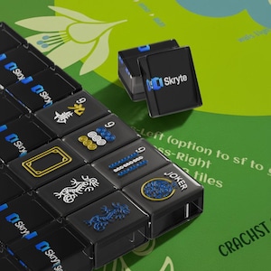 Custom Logo American Mahjong Tiles Set 166 Pc , Corporate Branding on Black Resin, Business Gift