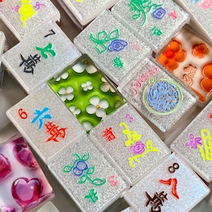 American Mahjong Tiles, Personalized Mahjong Set, Mah Jong Tiles, Mahjong, Mahjong Set, Mahjong Tiles, Custom Resin Mahjong Gift for her