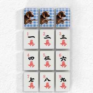 The image is a collage of nine tiles, each containing a different character from Chinese or Japanese writing. The tiles are arranged in a 3x3 grid, with each tile displaying a unique character.