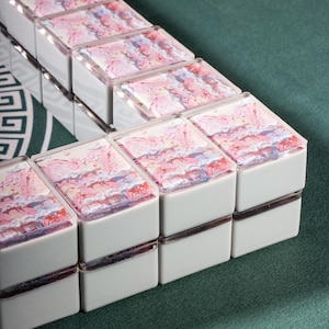 Custom American Mahjong Set 166 Pc Tiles, Personalized Art Backs from Hand-Painted Photo, Gray Resin Handmade Game Night Gift image 6