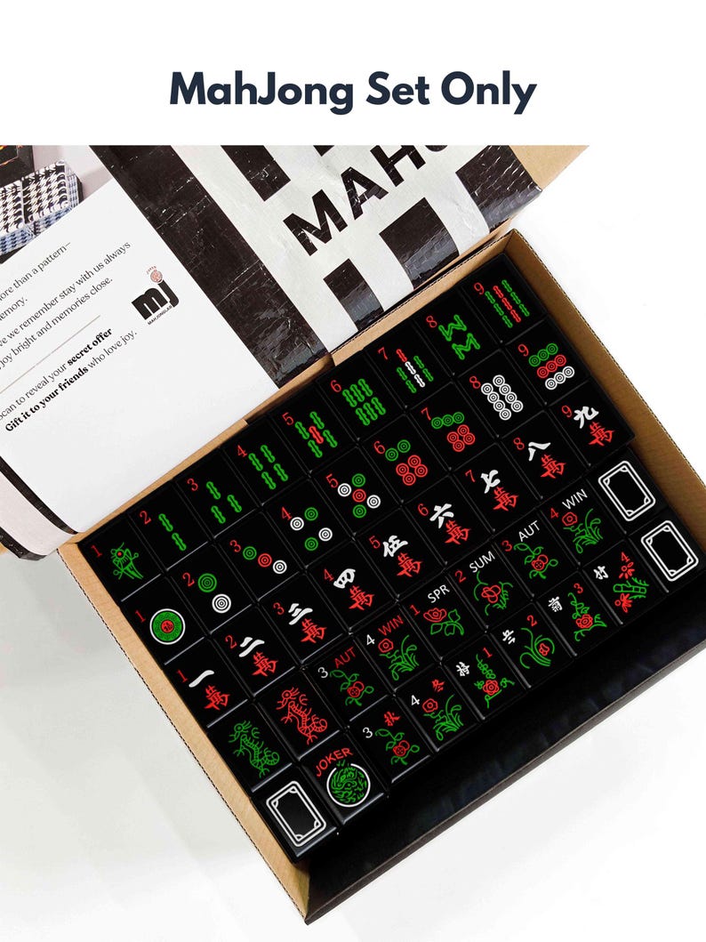 a box containing a set of mahjong tiles, with the text "Mahjong Set Only" visible.