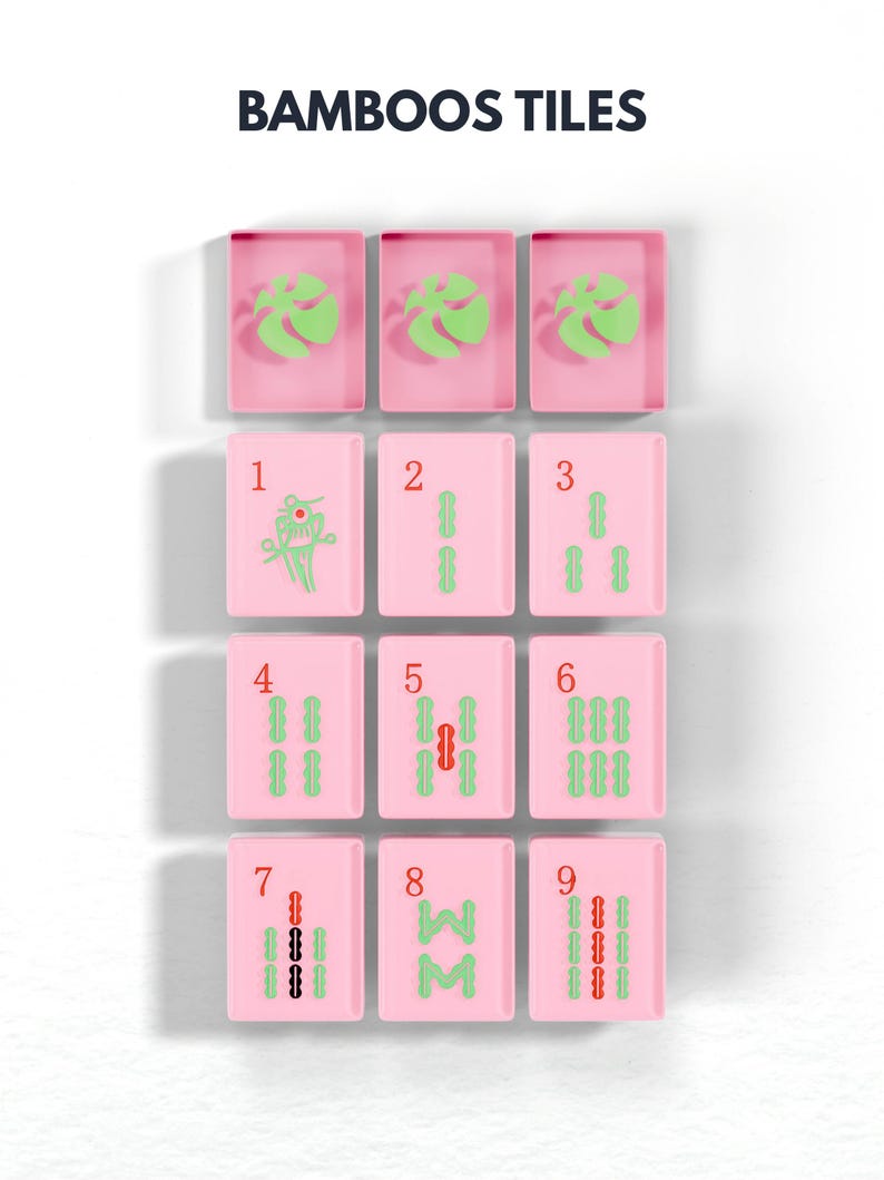 a collection of pink tiles with various numbers and symbols, likely representing a game or puzzle.