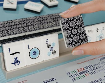 Juego de Mahjong Americano de Resina Personalizada Navy Daisy de 166 Piezas, Mahjong de Viaje Disponible, Regalo para el Día de la Madre