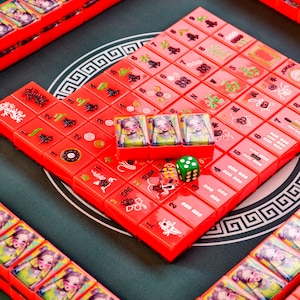 カスタム麻雀セット、樹脂製麻雀セット、手作り麻雀牌セット、ボードゲームギフト、カスタムリーチ麻雀ギフト、パーソナライズ麻雀