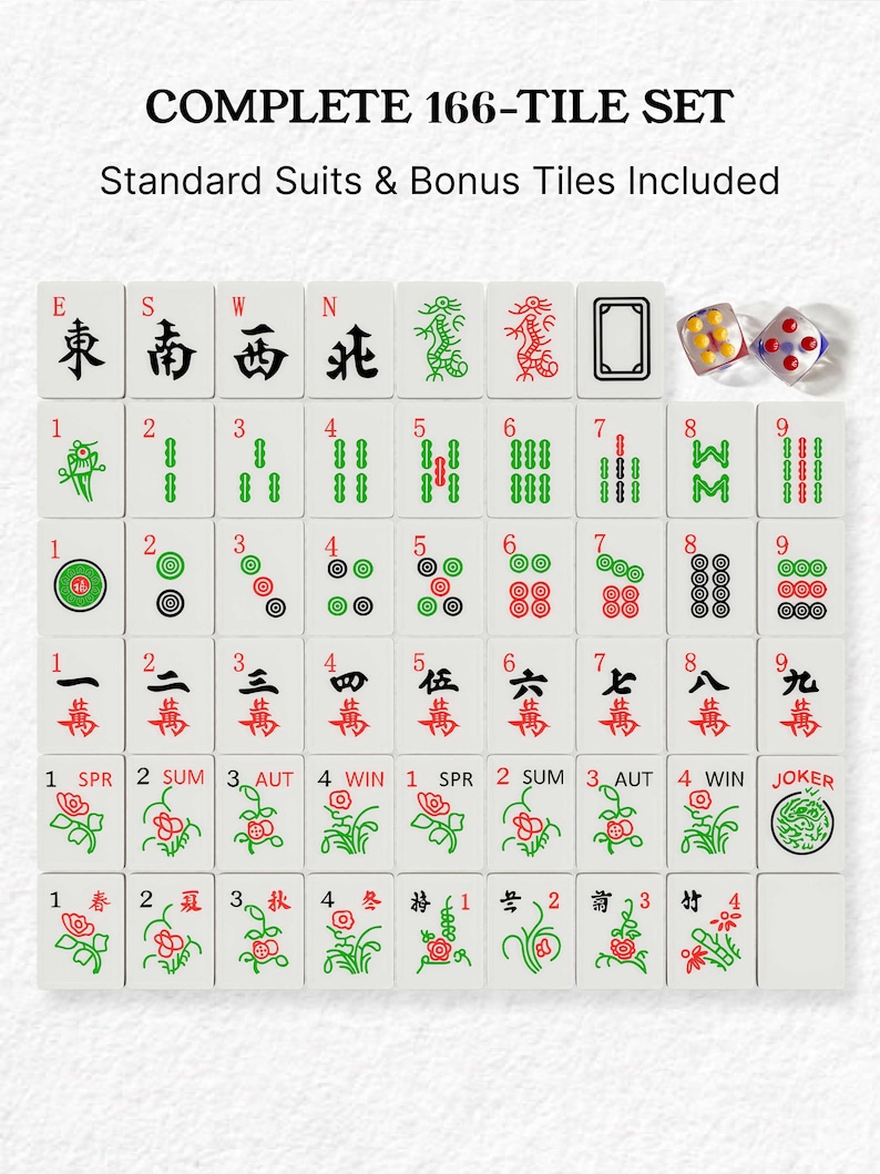 The image is a set of Chinese checkers tiles arranged in a grid, with various tiles depicting different symbols and strategies used in the game.