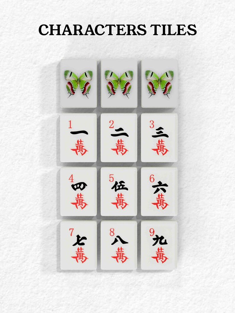 a collection of tiles with characters on them, arranged in a grid pattern.