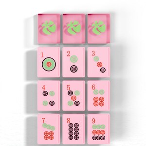 The image is a collage of nine pink tiles, each containing a different number and symbol, arranged in a grid pattern.