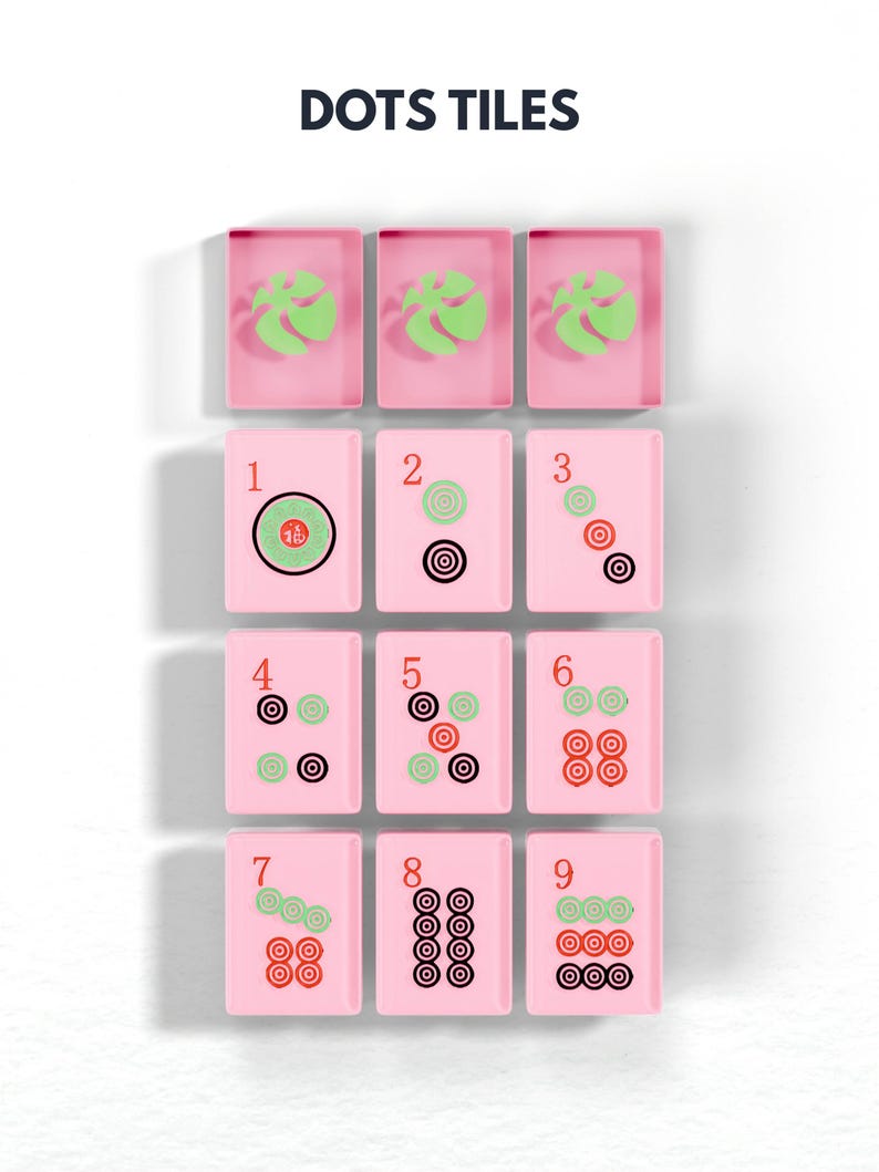 The image is a collage of nine pink tiles, each containing a different number and symbol, arranged in a grid pattern.