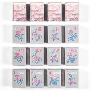 Custom American Mahjong Set 166 Pc Tiles, Personalized Art Backs from Hand-Painted Photo, Gray Resin Handmade Game Night Gift image 12