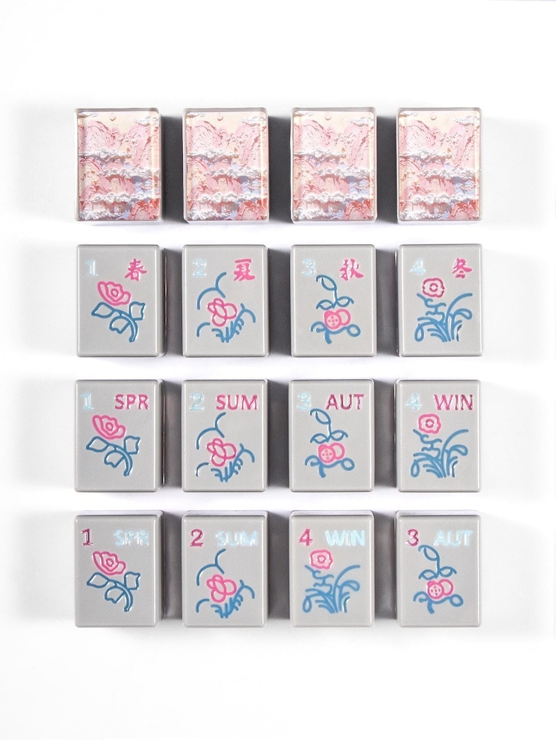 Custom American Mahjong Set 166 Pc Tiles, Personalized Art Backs from Hand-Painted Photo, Gray Resin Handmade Game Night Gift image 12