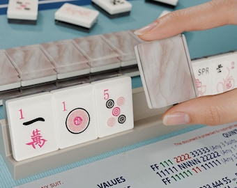 Fichas de Mahjong hechas a mano con resina de nácar para Mahjong americano con fichas traseras personalizadas, Mahjong de viaje, MahjongLab original.