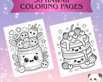 50 Kawaii Coloring Pages | Kids & Adults (Digital Download 8.5x11)
