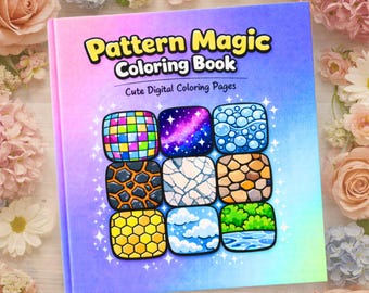 Pattern Coloring Book, Easy Eye-Catching Pages (Digital Download)