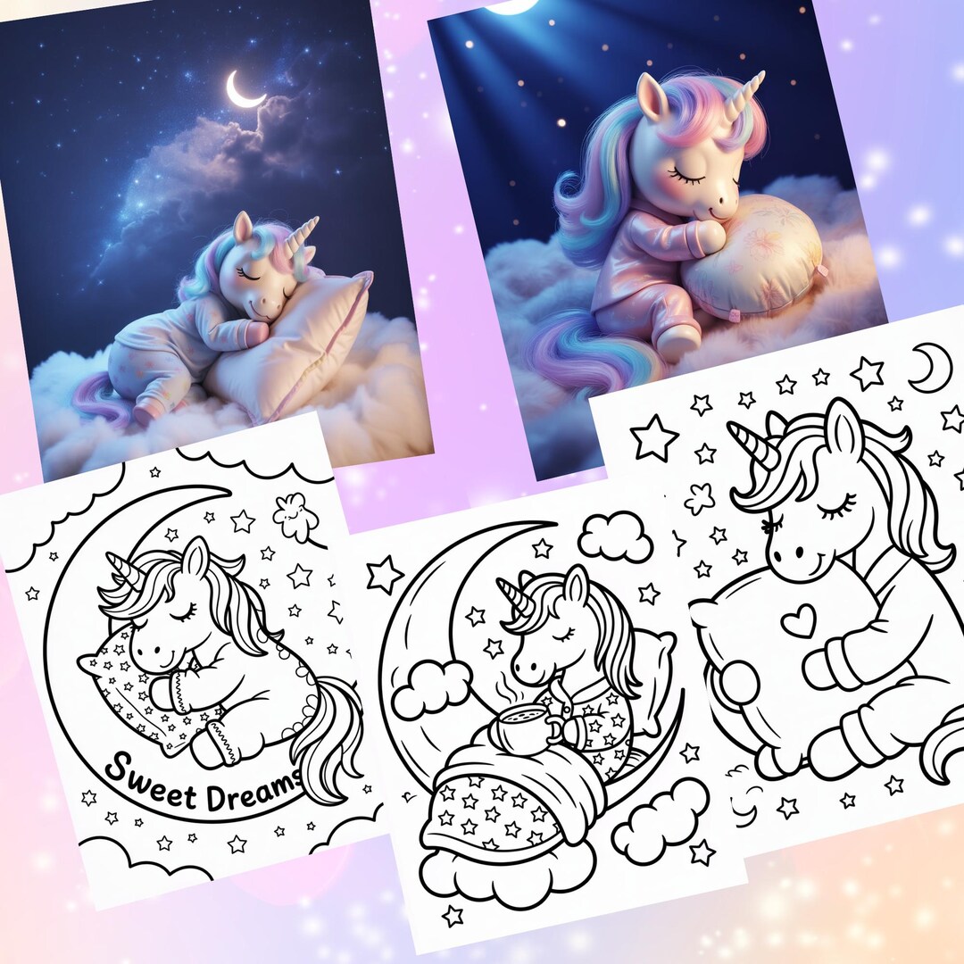 50 Unicorn Coloring Pages: Printable Kids Activity Book (digital ...