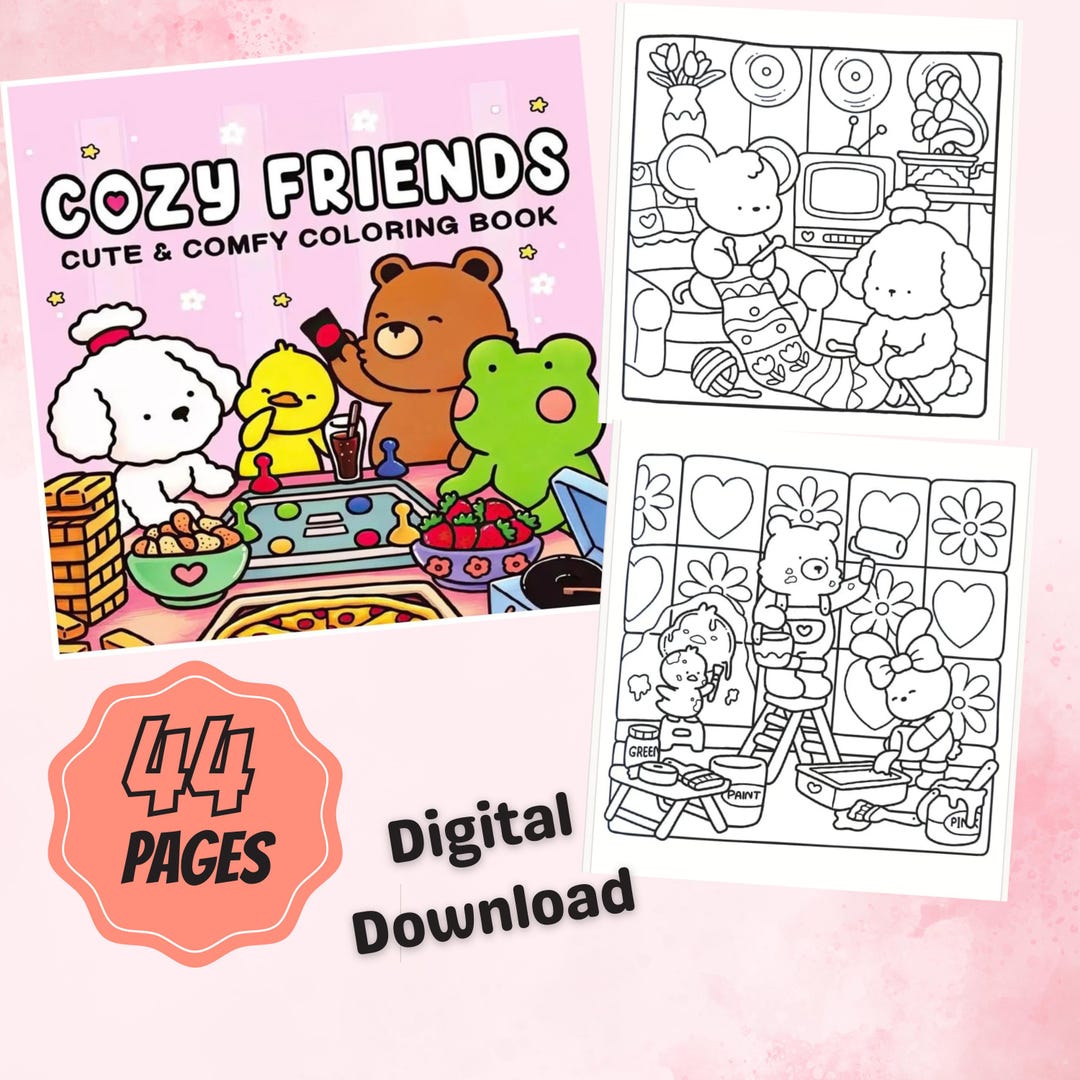 Coco Wyo Cozy Friends Coloring Book PDF, 44 Pages, Cute and Comfy ...