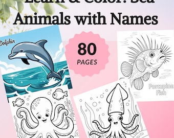 Libro para colorear de criaturas marinas: 50 páginas de animales del océano (archivo PDF imprimible)