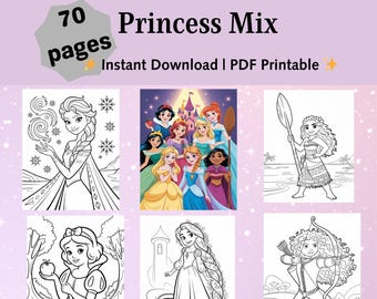 Prinzessinnen-Malbuch: 70 Märchenseiten für Kinder (Digitaler Download)
