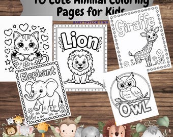 Animal Coloring Book for Kids: 40 Printable Pages (Digital Download)