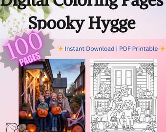 100 Spooky Hygge Halloween Coloring Pages: Cozy Autumn Fun (PDF Download)