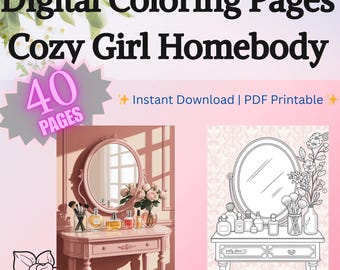 Cozy Girl Coloring Pages: Homebody Theme, Relaxing Activity (PDF Download)