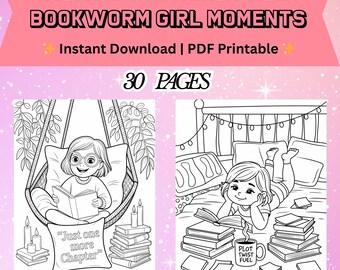 Cosy Bookworm Kleurplaten: 30 ontspannende leesscènes (pdf-download)