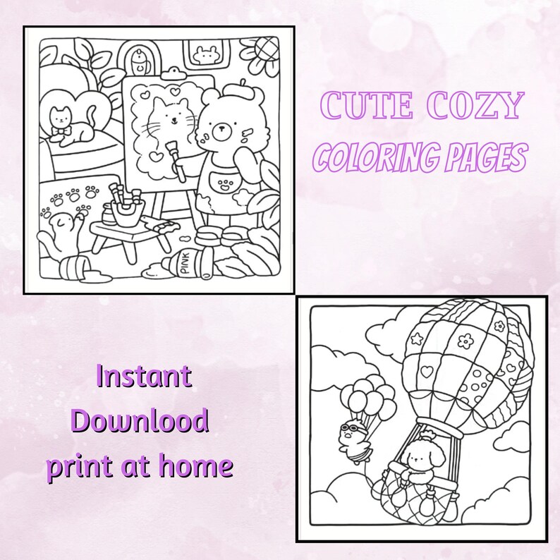 Coco Wyo Cozy Friends Coloring Book PDF, 44 Pages, Cute and Comfy ...