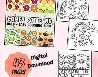 Mindful Patterns Coloring Book: Bold & Easy Designs (Digital Download)