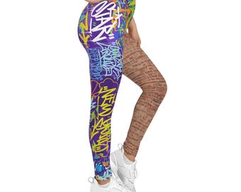 Graffiti Brick Wall Leggings | Street Art Pattern Leggings