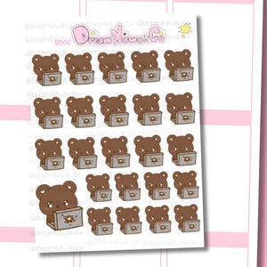 WORKING BEAR STICKER,  Bear Sticker, Brownie Bear Sticker, Planner Sticker, Journal, Handmade Planner Bear Funny Sticker Sheet