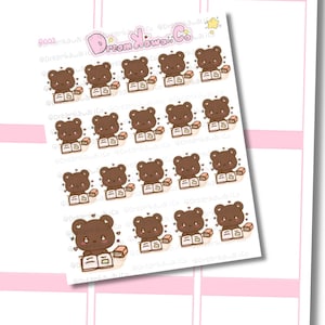 PLANNING BEAR STICKER, Bear Sticker Sheet, Brownie Bear Sticker, Planner Sticker, Journal Bear Sticker Decor Sheet, Funny Teddy Bear Sticker