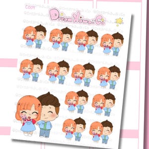 CHIBI DATE STICKER, Chibi Sticker, Journal Sticker, Planner Sticker, Couple Chibi Sticker Journal Planner Handmade Sticker Sheet