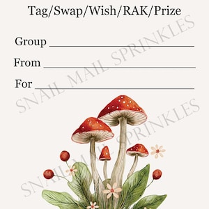 Printable INSTANT DOWNLOAD Tag Insert RAK Wish Group Label - Pen Pal Supplies - Happy Mail Mushrooms cottage core