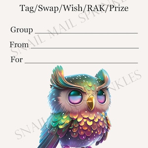 Printable INSTANT DOWNLOAD Tag Insert RAK Wish Group Label - Pen Pal Supplies - Happy Mail Magical Owl whimsical