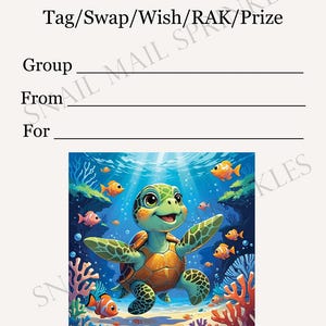 Printable INSTANT DOWNLOAD Tag Insert RAK Wish Group Label - Pen Pal Supplies - Happy Mail Turtle whimsical