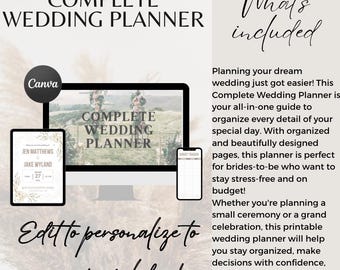 30-seitiger Hochzeitsplaner: Hochzeitsplaner PDF mit Budget & Checkliste (Instant Download)