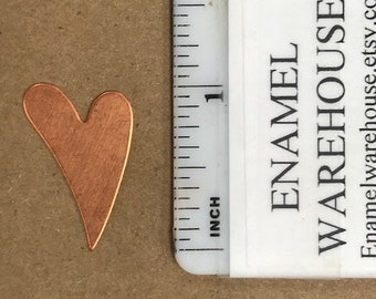 Pack of 6 smallest FUNKY HEART Copper 24ga - 1" x 3/4"