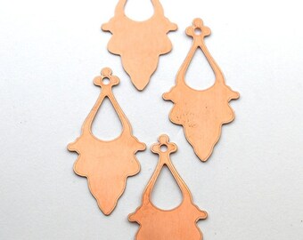 Copper Stamping for Enameling - DROP 1 - 4 Pieces 40 mm