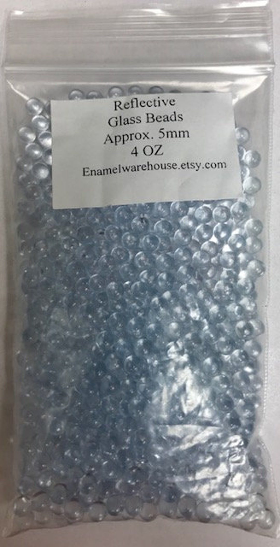 REFLECTIVE GLASS BEADS **7 mm** 4 oz for textured design on enameled  surfaces clear beads with no holes - Enamel Warehouse