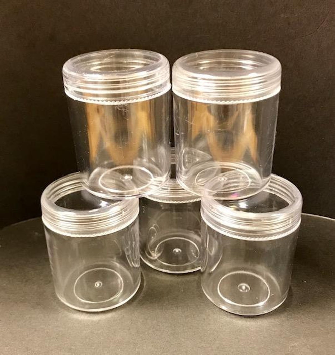 Five CLEAR Screwtop BEAD CONTAINERS Many Uses Etsy