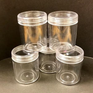 Five CLEAR Screw-top BEAD CONTAINERS Many Uses