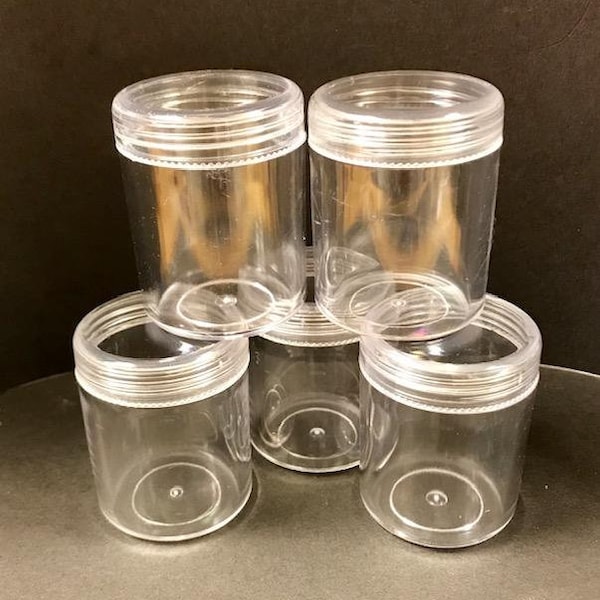 Five CLEAR Screw-top BEAD CONTAINERS Many Uses