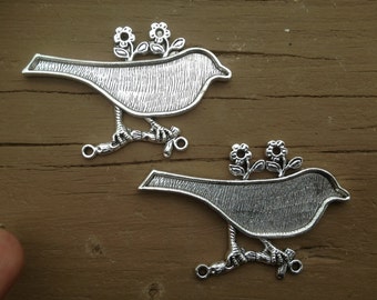 FOUR Silver-toned Bird Bezels