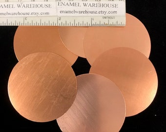 SIX 1 1/2" One and One Half Inch 24 gauge Copper disks for enameling