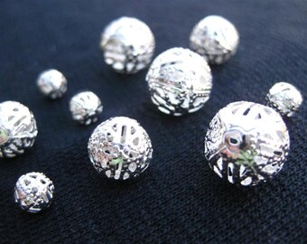 Filigree Beads MIXED SMALL  3 to 6 mm for jewelry, kiln or torch firing