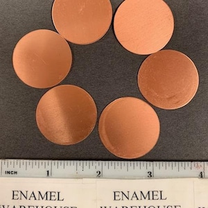 SIX 1 1/4&quot; One and One Quarter Inch 24 gauge Copper disks for enameling