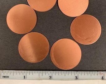 SIX 1 1/4" One and One Quarter Inch 24 gauge Copper disks for enameling