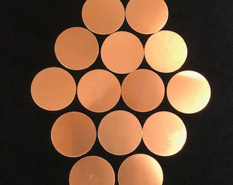 FIFTEEN One and one-half Inch 1  1/2" 24 Gauge Copper disks for enameling