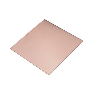 May include: A square sheet of copper, a metal often used in electronics and crafts.
